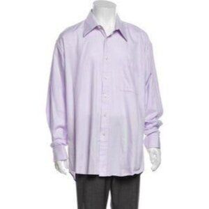 EMANUEL UNGARO Long Sleeve Dress Shirt 100% Cotton Purple